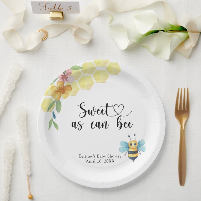 Assiettes En Carton Baby Bee - doux comme peut être (Mariage)