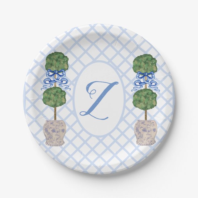 Assiettes En Carton Baby Blue Chinoiserie Ginger Jar Jars Topiary  (Devant)
