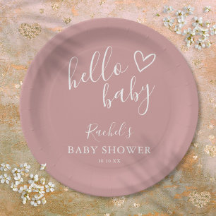 Assiettes En Carton Baby Boom Bohème Rose Pâle Fille Baby Shower