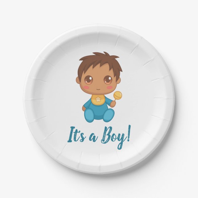 Assiettes En Carton Baby Boy Blue Jumpsuit (Devant)