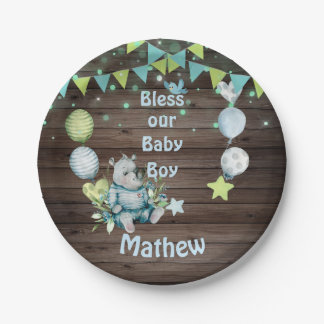 Assiettes En Carton Baby Boy Blue Rhino