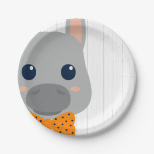 Assiettes En Carton Baby Boy Miners Baby shower orange