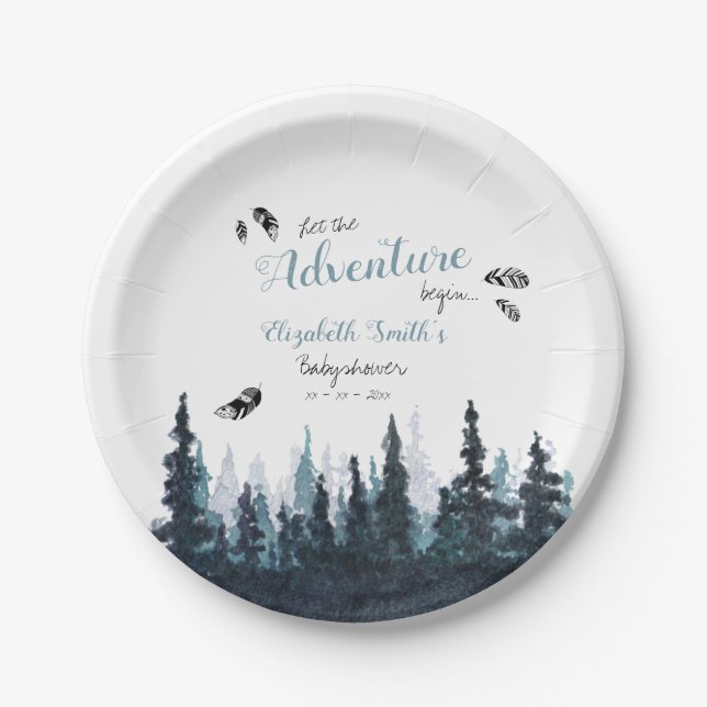 Assiettes En Carton Baby boy Rustic aventure babyshower (Devant)