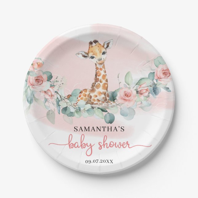 Assiettes En Carton Baby Boy Tropical Jungle Safari Animaux Douche (Devant)