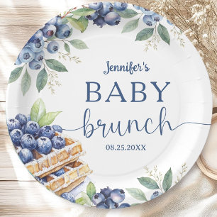 Assiettes En Carton Baby Brunch Garçon Bébé Shower Rond