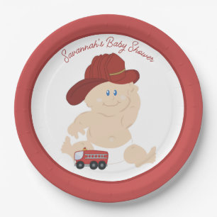 Assiettes En Carton Baby Firefighter Fire Truck Plaque papier personna