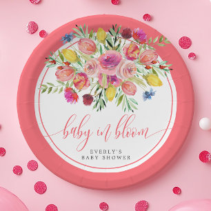 Assiettes En Carton Baby Fleur Sauvage en Fleur Fête Prénatale Florale