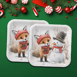 Assiettes En Carton Baby Fox et Snowman