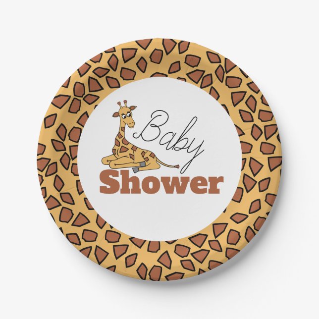 Assiettes En Carton Baby Giraffe, Baby shower (Devant)