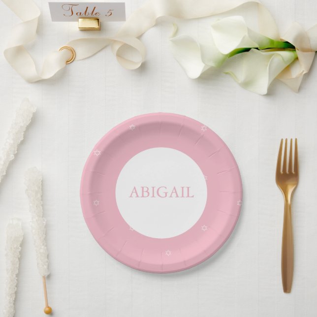 Assiettes En Carton Baby Girl Jewish Naming Ceremony Hébreu (Mariage)