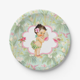 Assiettes En Carton Baby Girl Tropical Hawaiian Luau Hibiscus