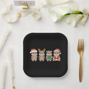 Assiettes En Carton Baby Hippo Moo Deng Noël