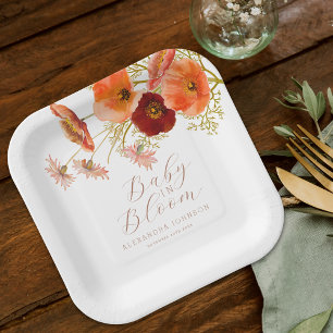 Assiettes En Carton Baby in Bloom Boho Fall Floral Baby shower Custom