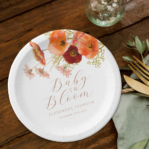 Assiettes En Carton Baby in Bloom Boho Fall Floral Custom Baby shower