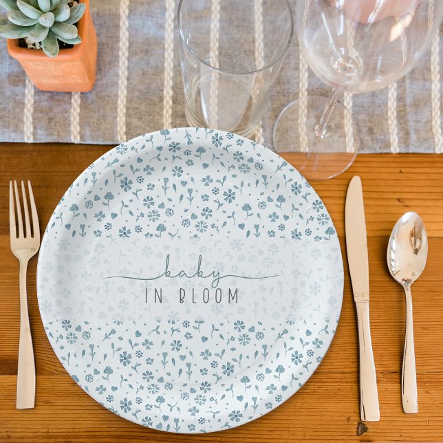 Assiettes En Carton Baby in Bloom garçon baby shower (Créateur téléchargé)
