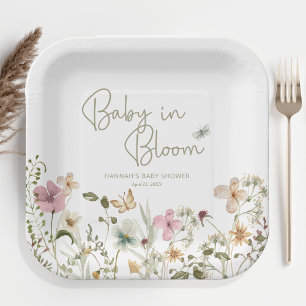 Assiettes En Carton Baby in Bloom Girl Baby shower