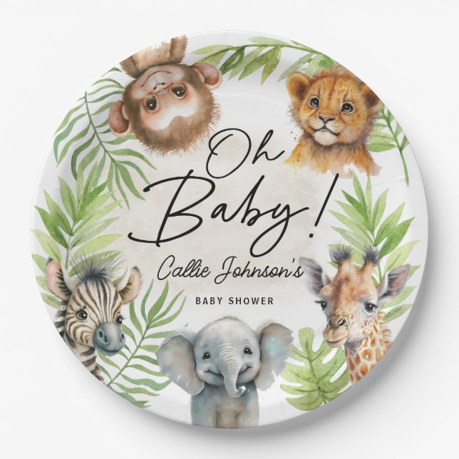 Assiettes En Carton Baby Jungle Safari animal (Devant)