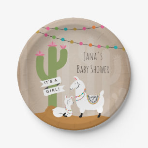 Assiettes En Carton Baby Llama Desert Cactus Baby shower
