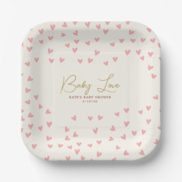 Assiettes En Carton Baby Love Pink Hearts Girl Baby shower