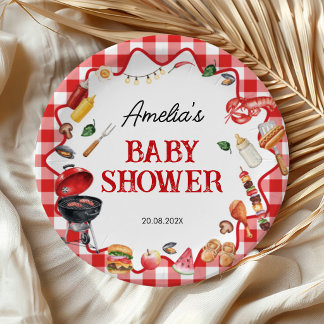 Assiettes En Carton Baby Q Backyard Baby Shower BBQ Cookout