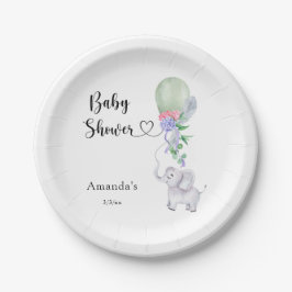 Assiettes En Carton Baby shower à ballets et éléphants