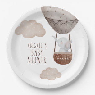 Assiettes En Carton Baby shower à ballon éléphant