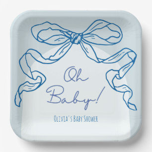 Assiettes En Carton Baby shower à mâchoire blanche rétro