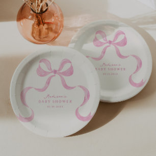 Assiettes En Carton Baby shower à mâchoires douces rose