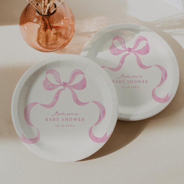 Assiettes En Carton Baby shower à mâchoires douces rose (Créateur téléchargé)