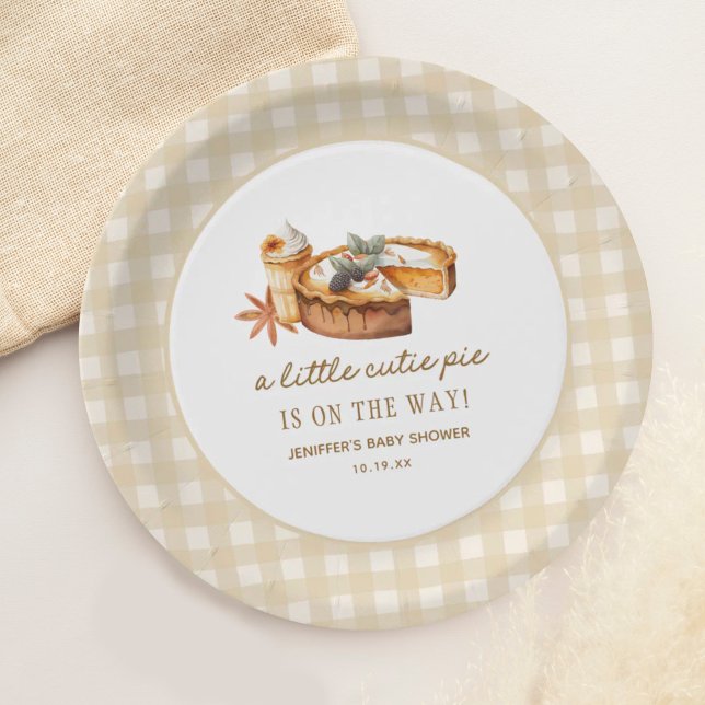 Assiettes En Carton Baby shower à tarte Citrouille Little Cutie (Créateur téléchargé)