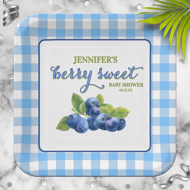 Assiettes En Carton Baby shower à thème Berry Sweet Blueberry (Créateur téléchargé)