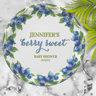 Assiettes En Carton Baby shower à thème Berry Sweet Blueberry