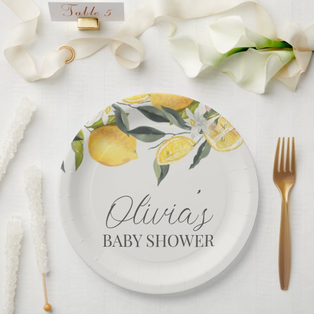 Assiettes En Carton Baby shower à thème Citrus (Mariage)