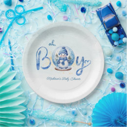 Assiettes En Carton Baby shower à thème Oh Boy Winter