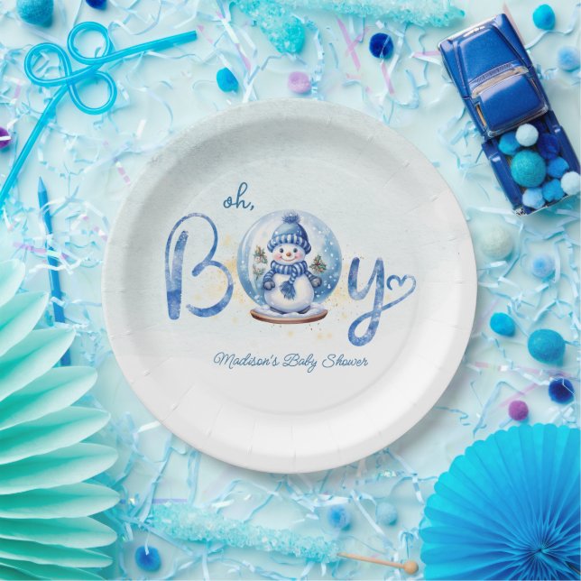 Assiettes En Carton Baby shower à thème Oh Boy Winter (Fête)