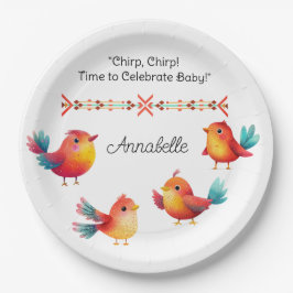 Assiettes En Carton Baby shower À Thème Oiseau Mignonne Aquarelle