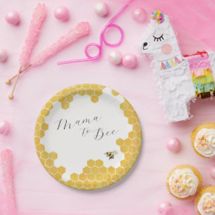 Assiettes En Carton Baby-Shower abeille blanche