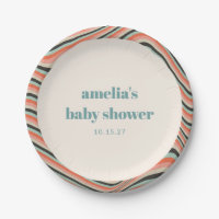 Baby shower Abstrait Aqua Peach