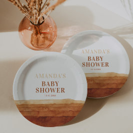 Assiettes En Carton Baby shower Abstrait de Terracotta Boho