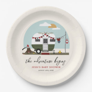 Assiettes En Carton Baby shower Adventure Green Camper Lumberjack