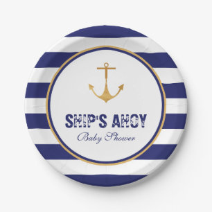 Assiettes En Carton Baby shower Ancre nautique