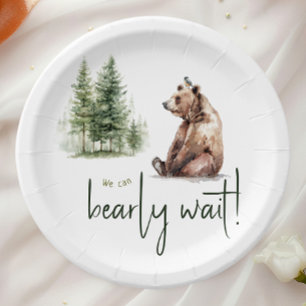 Assiettes En Carton Baby shower Animaux des bois "Nous pouvons attendr