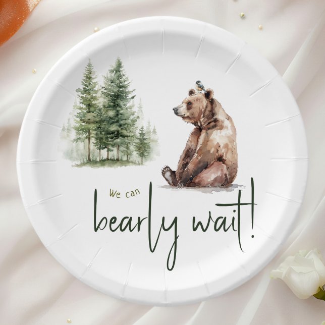 Assiettes En Carton Baby shower Animaux des bois "Nous pouvons attendr (Créateur téléchargé)
