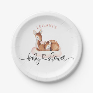 Assiettes En Carton Baby shower aquarelle cerf nuage rose
