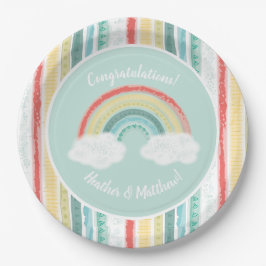 Assiettes En Carton Baby shower arc-en-ciel