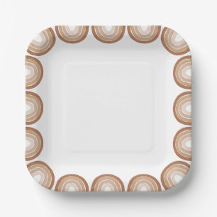 Assiettes En Carton Baby shower arc-en-ciel Boho Terracotta