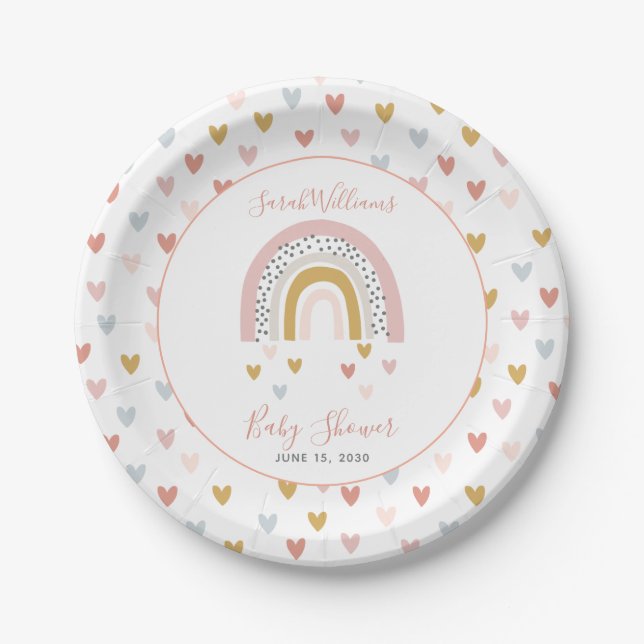 Assiettes En Carton Baby shower arc-en-ciel bouché moderne Sprinkle He (Devant)