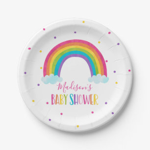 Assiettes En Carton Baby shower arc-en-ciel lumineux