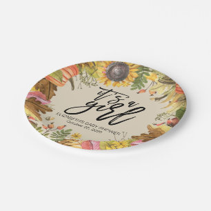 Assiettes En Carton Baby shower Automne Maple Feuille Citrouille tourn