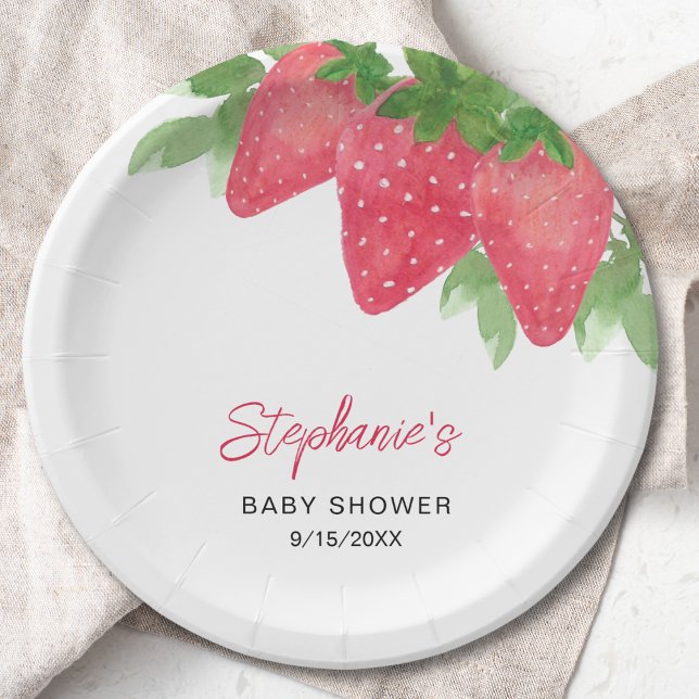Assiettes En Carton Baby shower aux fraises (Créateur téléchargé)